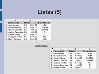 Listas (5) Classificação 