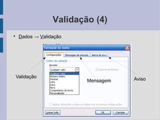 Validação (4) Aviso D ados -> V alidação Validação Mensagem 