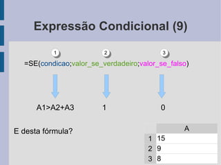 Referências (1) Uma referência é um endereço de uma célula 
