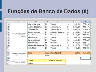 Referências (13) Mista É uma referência onde apenas a  coluna , ou apenas a  linha  é absoluta 
