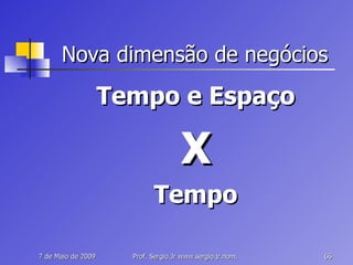 Nova dimensão de negócios Tempo e Espaço X Tempo 