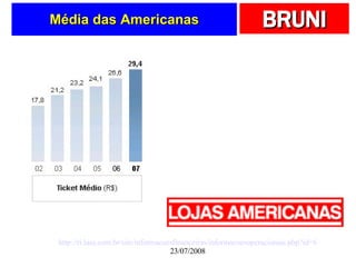 Média das Americanas http://ri.lasa.com.br/site/informacoesfinanceiras/informacoesoperacionais.php?id=6 23/07/2008 