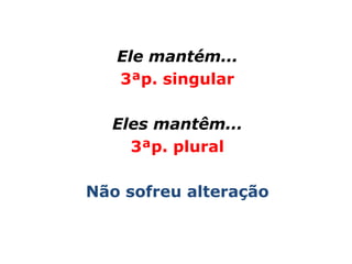 Ele mantém...
   3ªp. singular

  Eles mantêm...
    3ªp. plural

Não sofreu alteração
 