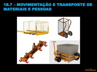 18.7 – MOVIMENTAÇÃO E TRANSPORTE DE
MATERIAIS E PESSOAS
73
Prof. Glauco
 