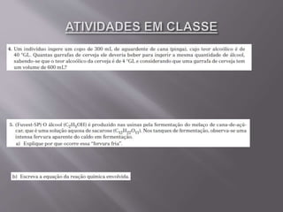 Aulas 11 e 12   propriedades do metanol e do etanol