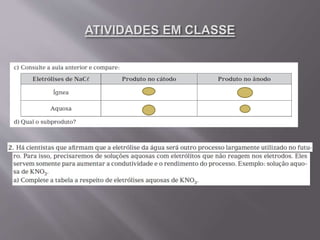 Aulas 15 e 16 eletrólise em solução aquosa - 2º ano