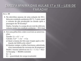2º ANO | Aulas 17 a 18 - Leis de Faraday de QUÍMICA | Prof. Rodrigo Almeida 