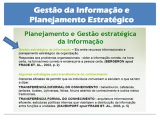 Gestão da Informação e Planejamento Estratégico  