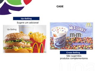 Up-Selling
CASE
Sugere um adicional
Cross-Selling
São sugeridos
produtos complementares
 