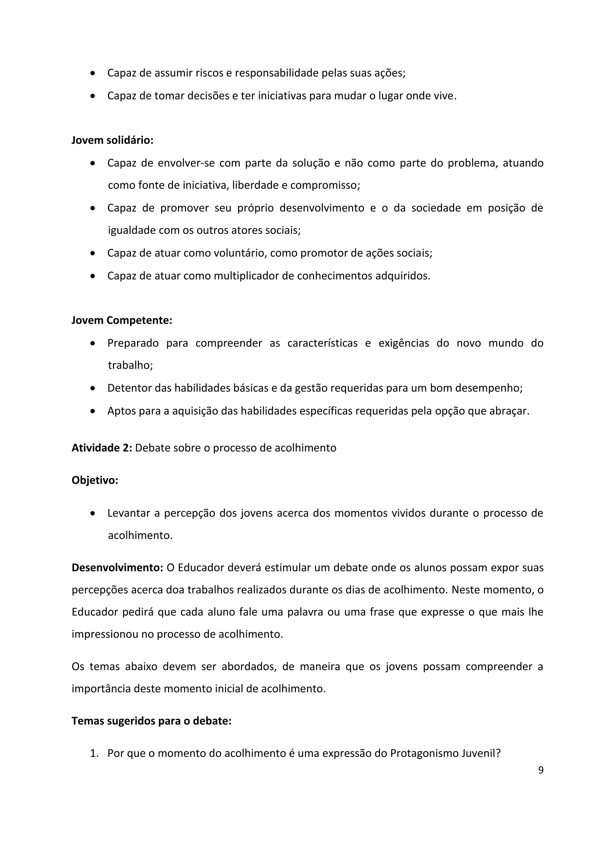 Aulas de protagonismo juvenil ef | PDF