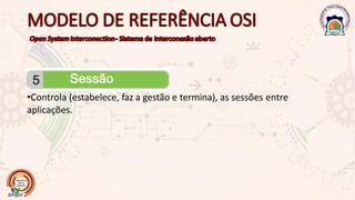 •Controla (estabelece, faz a gestão e termina), as sessões entre
aplicações.
 
