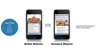 Lugar (Place) 
Loja 
Canal 
Vendas 
Internet 
Search 
Qual tem mais chances de 
fechar uma compra? 
 