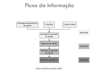 (Fonte: Ministério da Saúde, 2007).
Fluxo da Informação
 