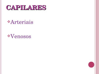 Arteriais  Venosos CAPILARES 