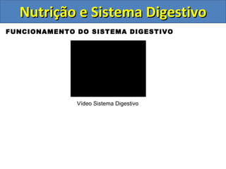 Nutrição e Sistema Digestivo FUNCIONAMENTO DO SISTEMA DIGESTIVO Vídeo Sistema Digestivo 