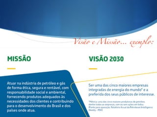Visão e Missão… exemplo:	
 