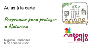 Aulas à la carte
Programar para proteger
a Natureza
Miguela Fernandes
5 de abril de 2022
 