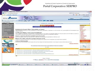 Arquitetura de Portais Corporativos e Gestão do Conhecimento


Portal Corporativo: SERPRO
 