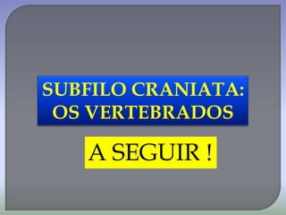 SUBFILO CRANIATA:
OS VERTEBRADOS
A SEGUIR !
 