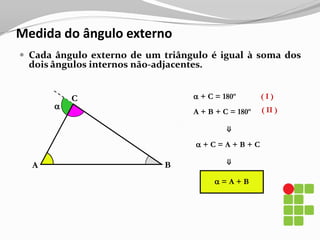 MedianaUne o vértice ao ponto médio do lado oposto.ABM = CM⇒AM é medianaCBMM é o ponto médio do segmento BC.