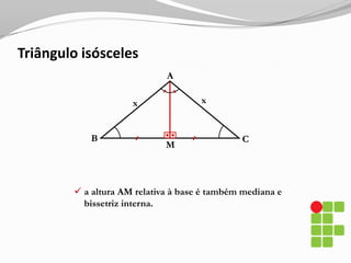 ExemplosO triângulo ABC da figura é retângulo em A. Obter as razões trigonométricas de B.A1612CB20cateto oposto a B123== 0,6sen B ==205hipotenusacateto adjac. a B416== 0,8cos B ==205hipotenusa