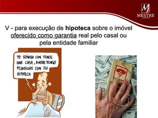 V - para execução de hipoteca sobre o imóvel
  oferecido como garantia real pelo casal ou
             pela entidade familiar
 