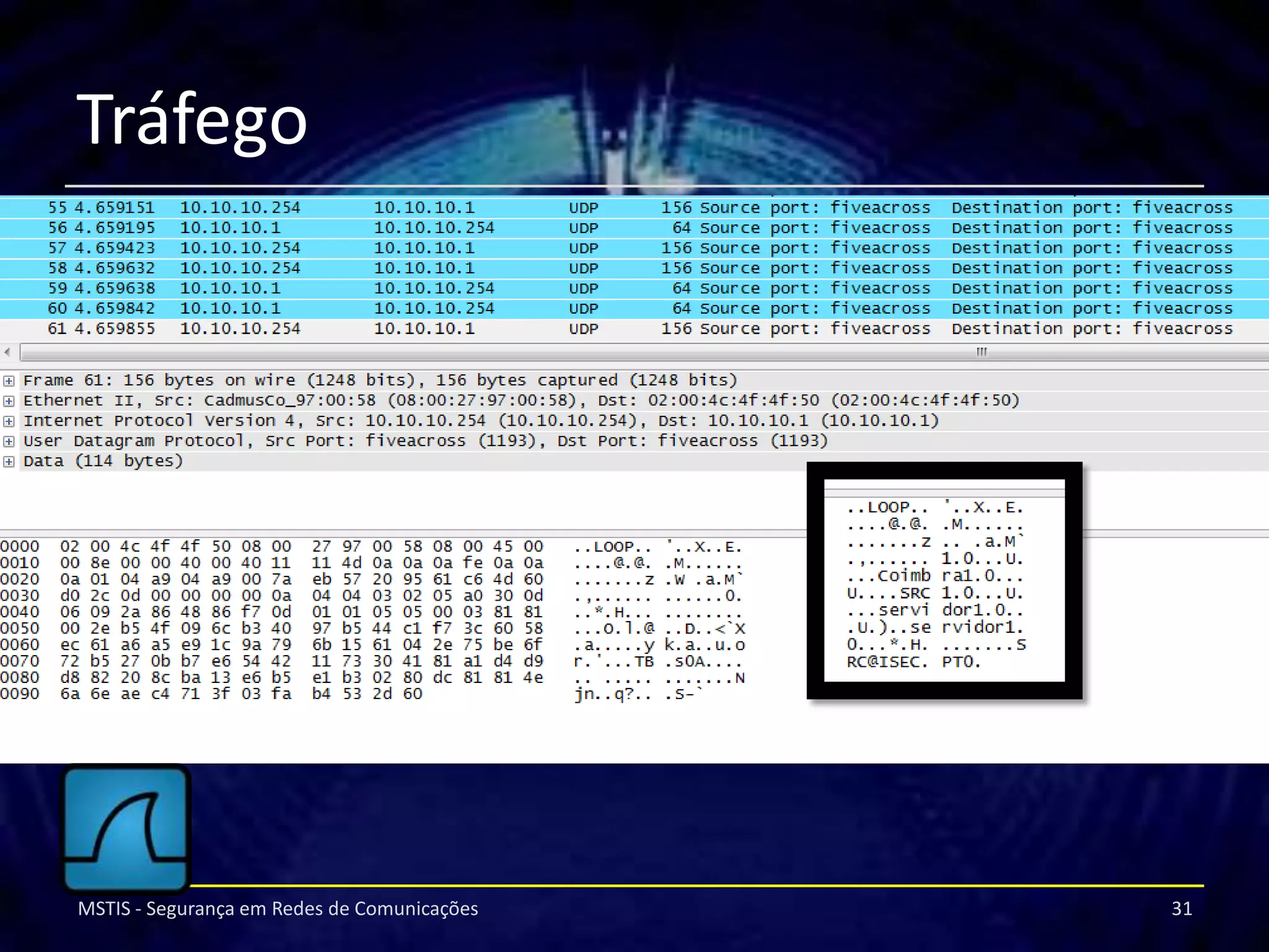 Tráfego




MSTIS - Segurança em Redes de Comunicações   31
 