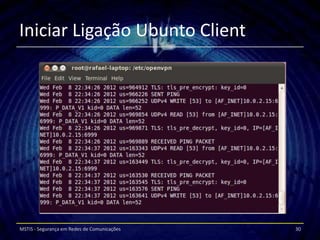 Iniciar Ligação Ubunto Client




MSTIS - Segurança em Redes de Comunicações   30
 