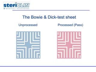 The Bowie & Dick-test sheet
Unprocessed Processed (Pass)
 