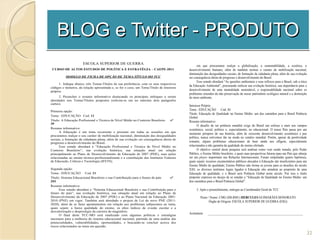 BLOG e Twitter - PRODUTO 