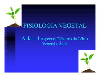 FISIOLOGIA VEGETAL

Aula 1-4 Aspectos Clássicos da Célula
     1-
           Vegetal e Água
 