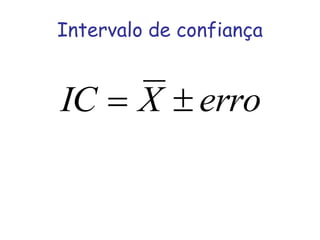 Intervalo de confiança
erro
X
IC 

 
