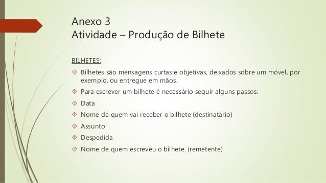 Sequência Didática para produção de bilhete
