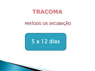 PERÍODO DE INCUBAÇÃO
5 a 12 dias
 