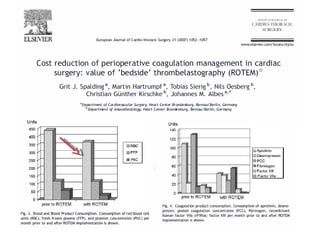 Estudo retrospectivo Período de 1 ano (6 meses antes e 6 meses após ROTEM) 1422 pacientes (70% RVM primária) Objetivo: análise de custo Conclusão:  A utilização do ROTEM é custo-efetiva 