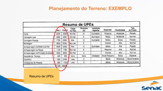 Planejamento do Terreno: EXEMPLO
Resumo de UPEs
 