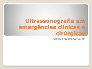 Ultrassonografia em
emergências clínicas e
cirúrgicas
Cibele Figueira Carvalho
 