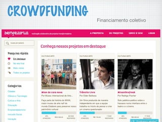 Financiamento coletivo
CROWDFUNDING
 