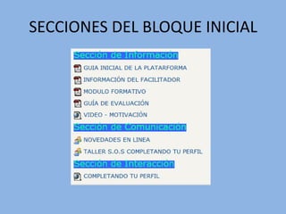 SECCIONES DEL BLOQUE INICIAL
 