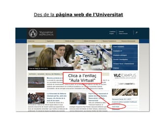 Des de la pàgina web de l'Universitat
Clica a l'enllaç
"Aula Virtual"
 