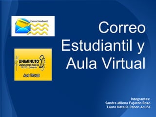 Correo
Estudiantil y
 Aula Virtual

                      Integrantes:
      Sandra Milena Fajardo Rozo
       Laura Natalia Pabon Acuña
 