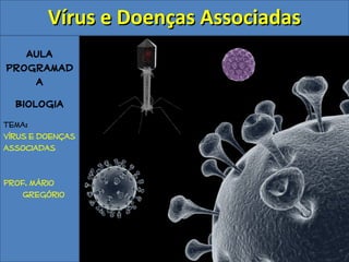 Aula
Programad
a
Biologia
Tema:
Vírus e doenças
associadas
Prof. Mário
Gregório
Vírus e Doenças AssociadasVírus e Doenças Associadas
 