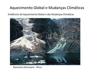 Aquecimento Global e Mudanças Climáticas Evidências do Aquecimento Global e das Mudanças Climáticas Montanha Kilimanjaro - África 