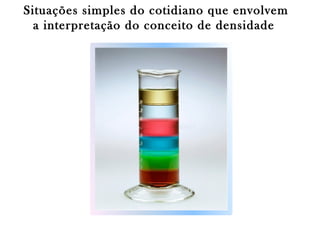 Situações simples do cotidiano que envolvem
a interpretação do conceito de densidade

 
