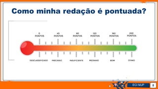 Jens Martensson
Como minha redação é pontuada?
8
ECI MJP
 