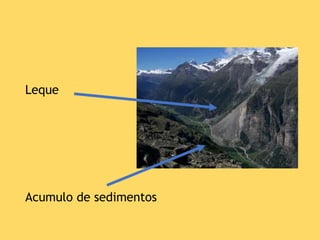 Leque
Acumulo de sedimentos
 