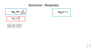 Exercícios - Respostas
14
log2 10= 10/3
 