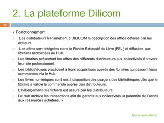 2. La plateforme Dilicom
« Fonctionnement
 Les distributeurs transmettent à DILICOM la description des offres définies pa...