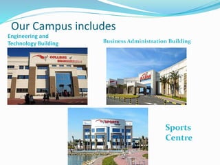 Our Campus includes
Engineering and
Technology Building Business Administration Building
Sports
Centre
 