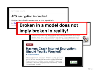 Broken in a model does not
imply broken in reality!




                             12 / 54
 